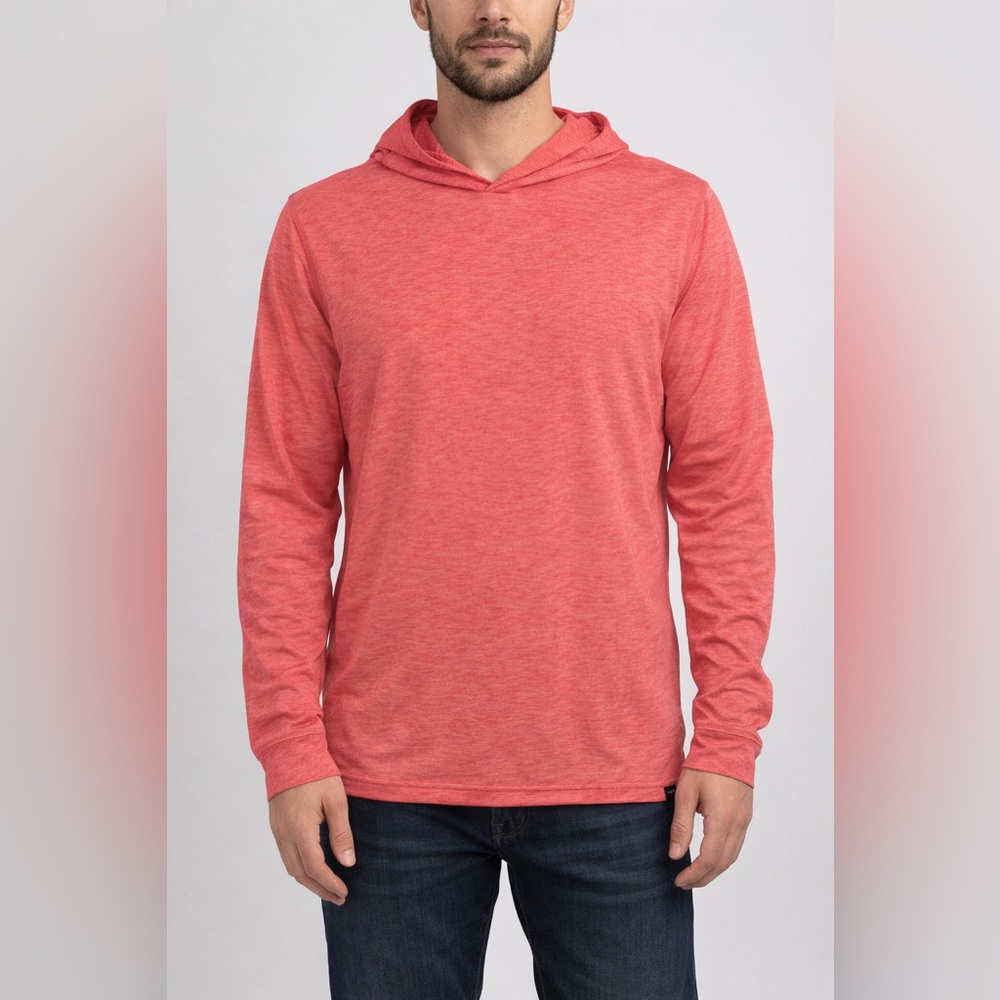 SAXX DropTemp Cooling Hoodie UPF 50 – Men’s Sun Shirt Coral Size L NWOT